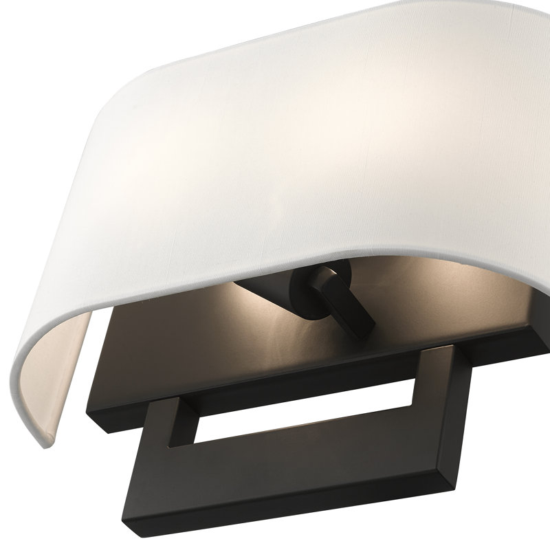 Rakhee Steel Flush Mounted Sconce, Black, 9" H x 13" W x 3.95" D, White