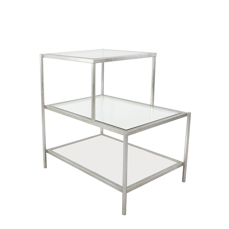 Hanna End Table, Antiqued Silver Leaf
