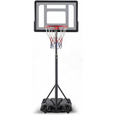 3.2–10 FT Tool-Free Adjustable Portable Basketball Hoop, 30 Inch Shatterproof Polycarbonate Backboard, Fillable Anti-Tip Base with Rolling Wheels for
