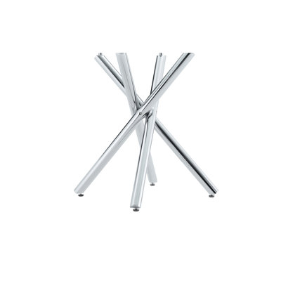 Modern Electroplated Metal Leg Bar Table With Tempered Glass Top, Sturdy Cross-Leg Pub Table For Home Bar, Kitchen Island, Living Room
