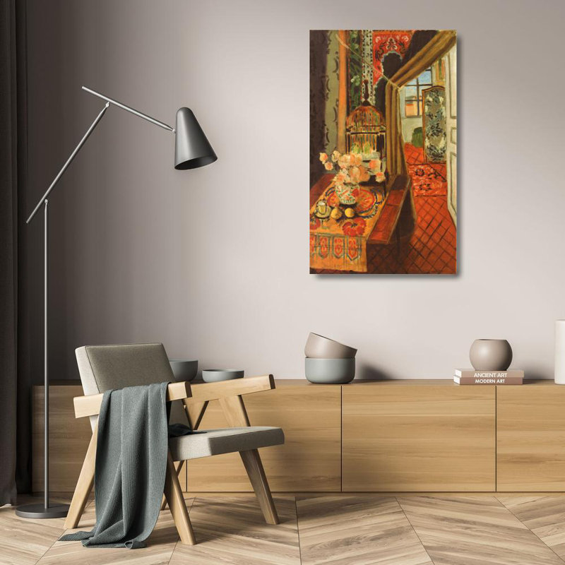 Intérieur, fleurs et perruches, 1924, H 24 po x l 14 po