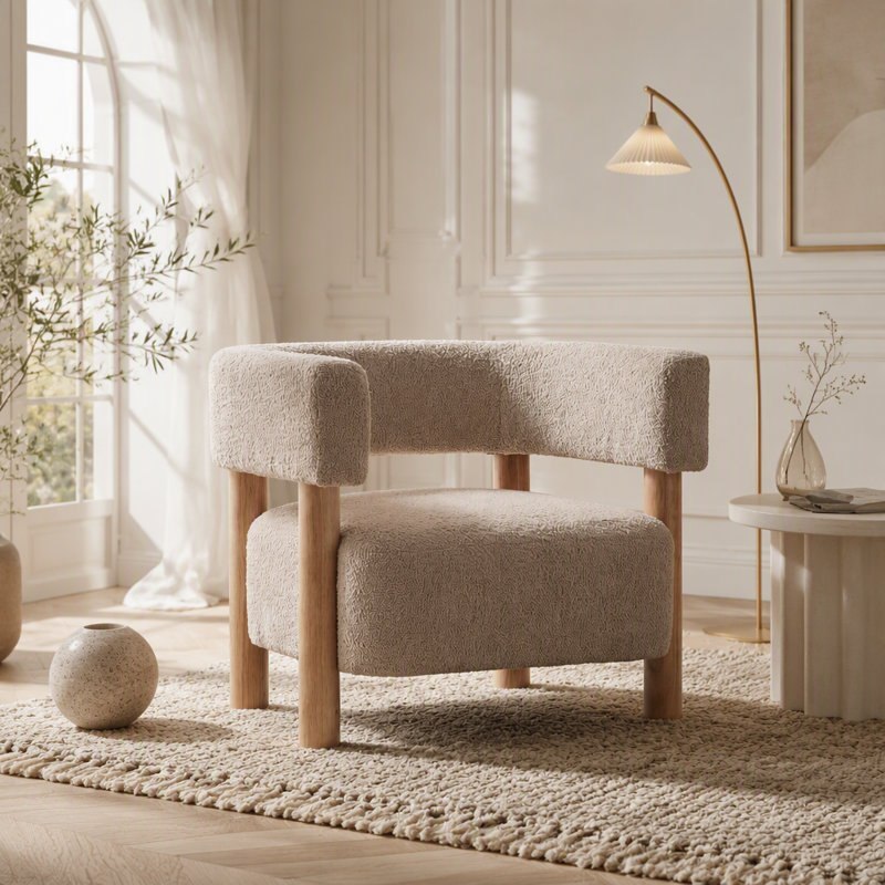 Boucle Upholstered Accent Arm Chair