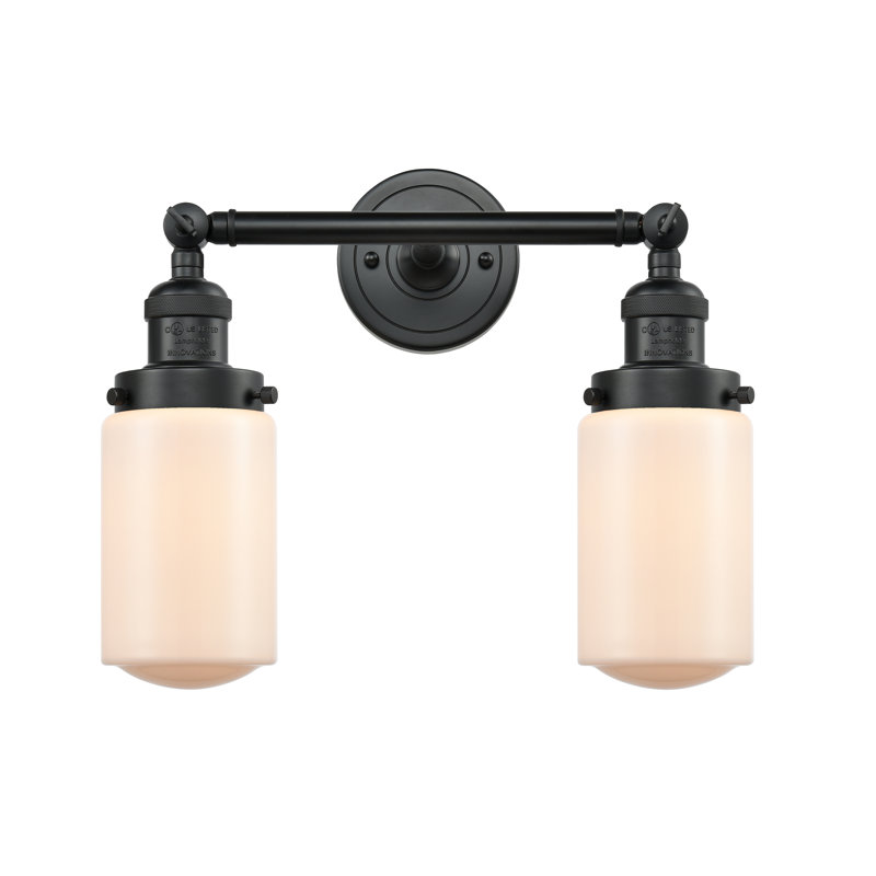 Éclairage pour salle de bain 2 lumières Saroyan, Blanc mat, Ampoule DEL rétro de 3,5 watts, Noir mat
