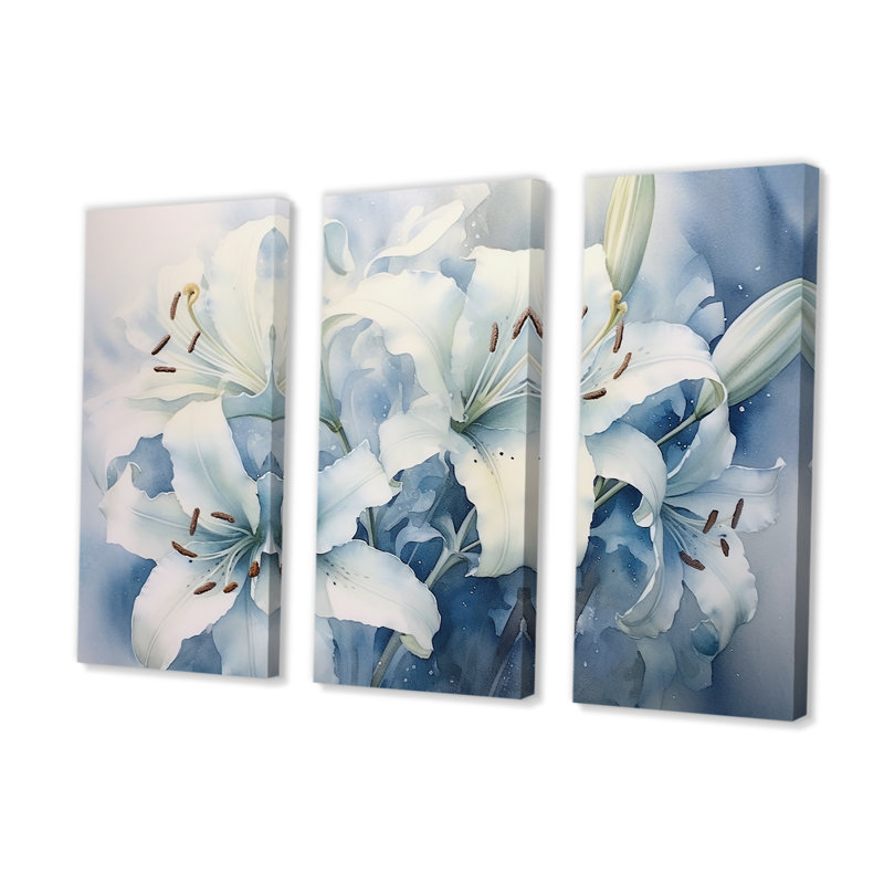Sérénade de rêves de lys bleus - ensemble d'art mural lys, H 40 po x l 60 po x P 1 po
