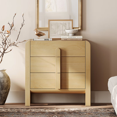 31.5" Teen Dresser For Bedroom With 3 Drawers, Wide Modern Chest Of Drawers With Curved Profile Design, Wood Closet Clothes Storage Organizer For Kids by Ebern Designs