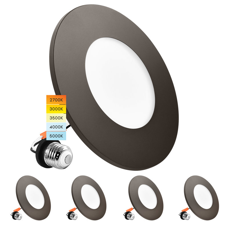4'' Dimmable LED Retrofit Recessed Lighting Kit, Bronze