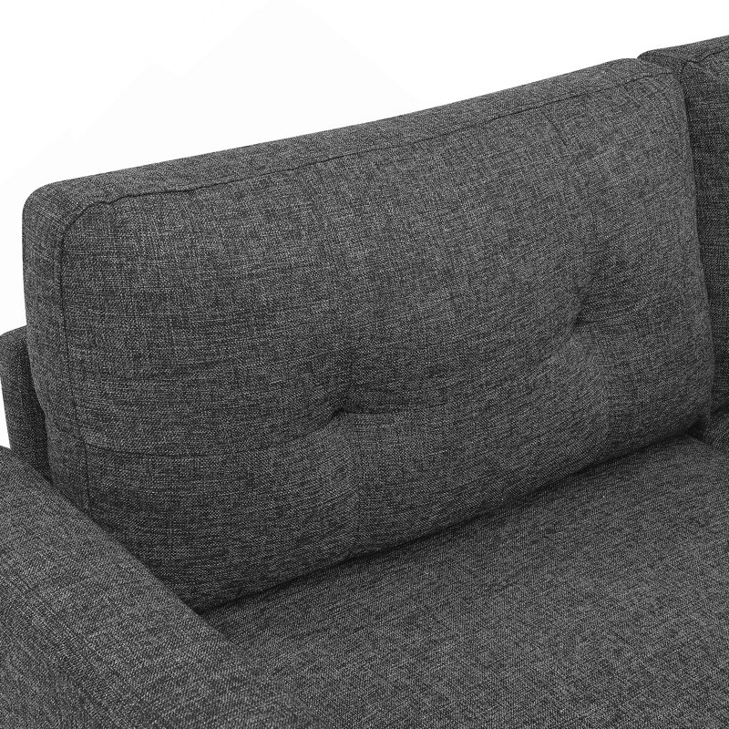 Canapé rembourré capitonné avec pieds en bois, Dark Grey