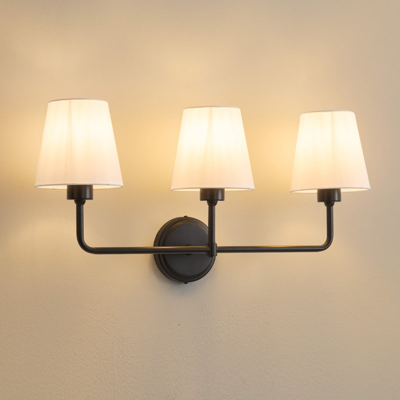  3 - Light Modern Dimmable Vanity Light With Linen Shade, Black