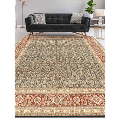 Tapis vert et vin noué à la main de haute qualité
