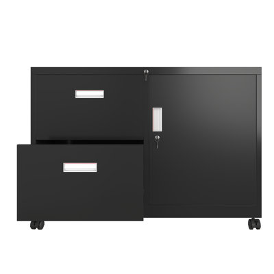 Armoire de bureau en métal avec 2 tiroirs et tablettes réglables