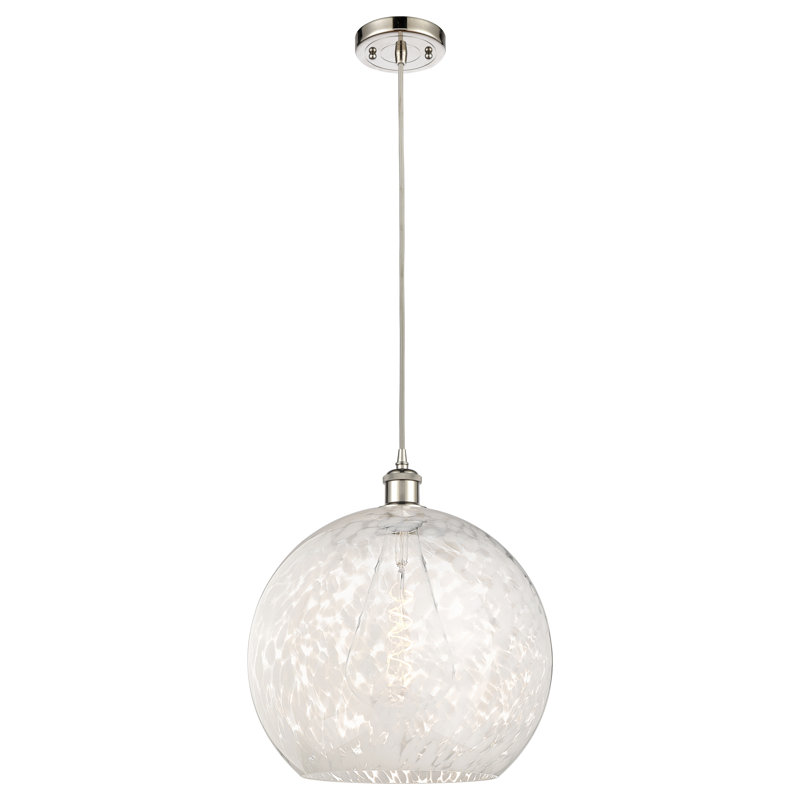 Luminaire suspendu 1 lumière Nathalie, H 16,63 po x l 13,75 po x P 13,75 po, Nickel poli