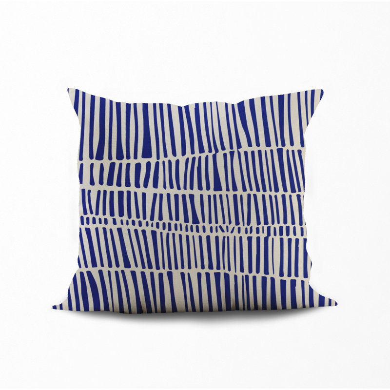 Jeté carré intérieur / extérieur en polyester Ikom, L 15 po x H 15 po, Bleu marine