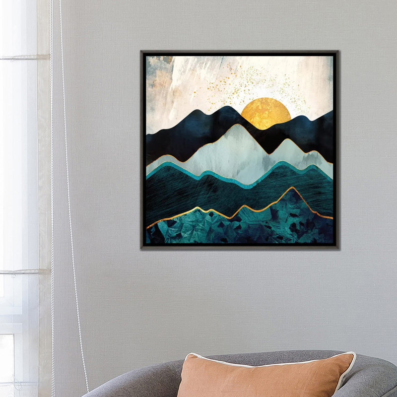 Glacial Hills - impression d'art graphique, 26" H x 26" W x 1.5'' D, Aucun mat, Dark Rustic Wood Framed Canvas
