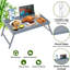 Mantraraj Bamboo Wooden Breakfast Serving Table With Folding Legs Slot For Phone Tablet Snack Tray
