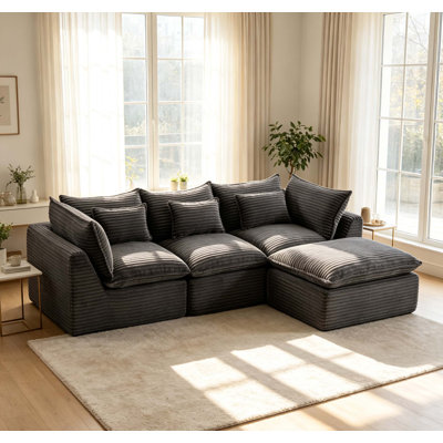 102.3 " Corduroy L-Shaped Sectional with Ottoman