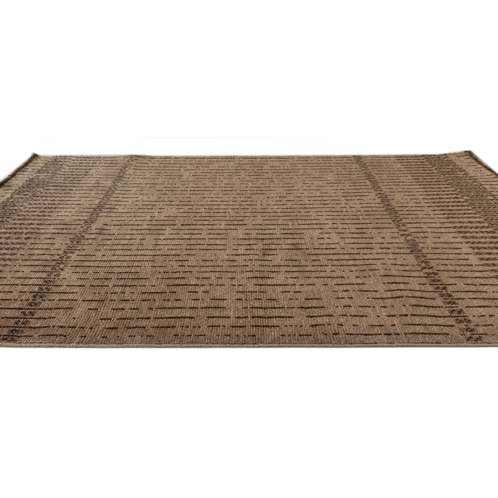 Vanna Hand-Knotted Striped Wool Rug, 6'x9', Brown