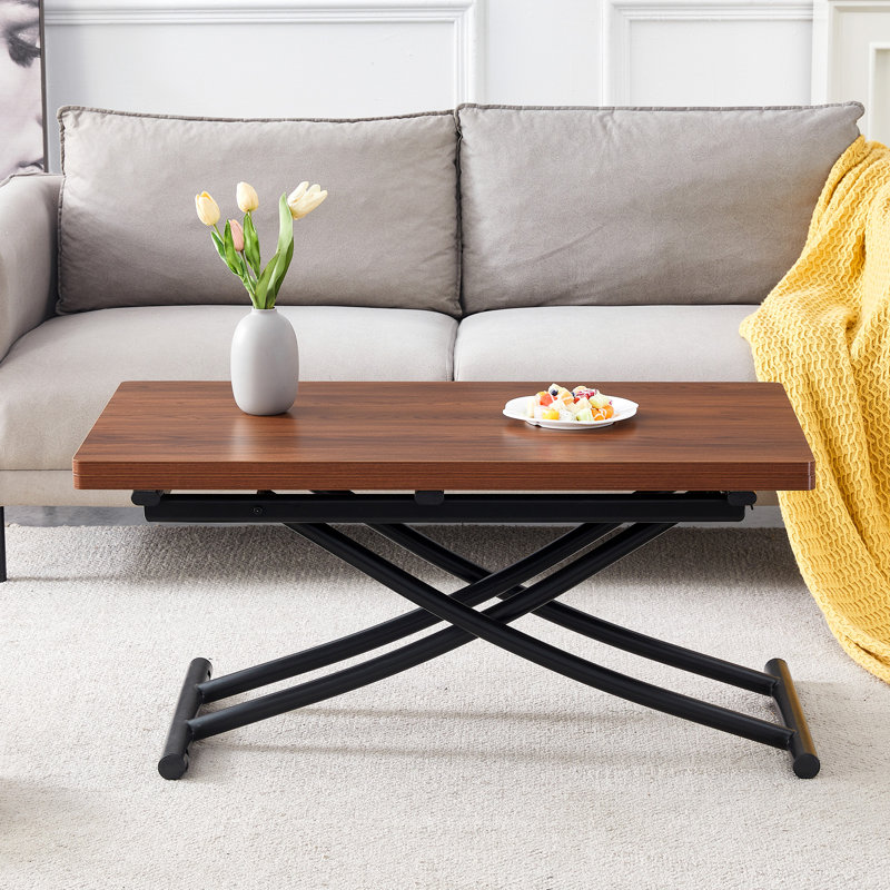 Vesta Height Adjustable Foldable Table, Black, Walnut