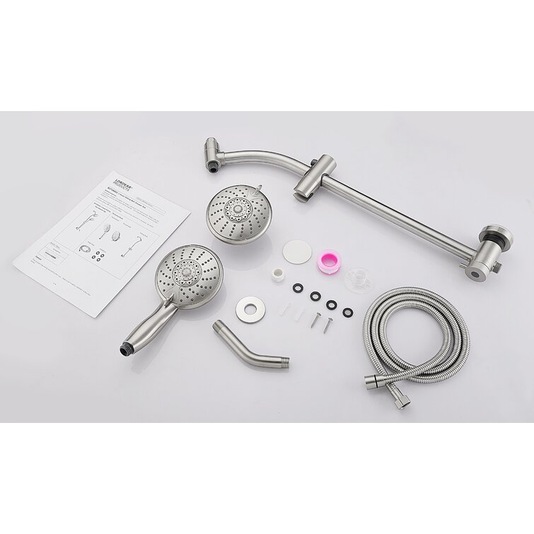 Lordear Double Rain Shower Set 5 Setting Hotel Spa Dual Bathroom Shower  Heads Handheld Combo Shower Set With Adjustable Slide Bar And Stainless  Steel Hose
