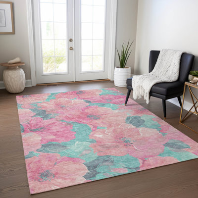 Tapis intérieur / extérieur rose Aurithra 