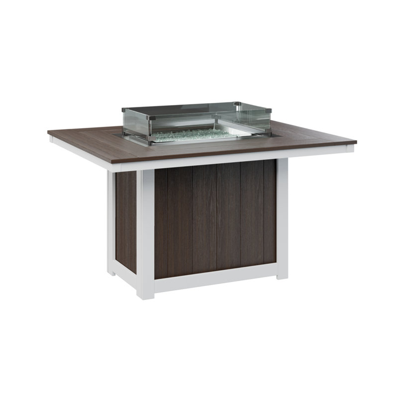 Berlin Gardens Donoma 54″ Rectangular Dining Fire Pit Table, 30.37" H x 53.87" W x 41.37" D, Brazilian Walnut