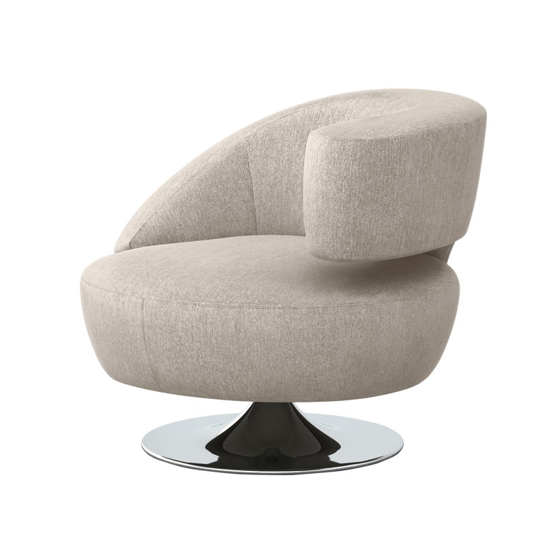 Isabella Upholstered Swivel Barrel Chair, Bungalow Chenille