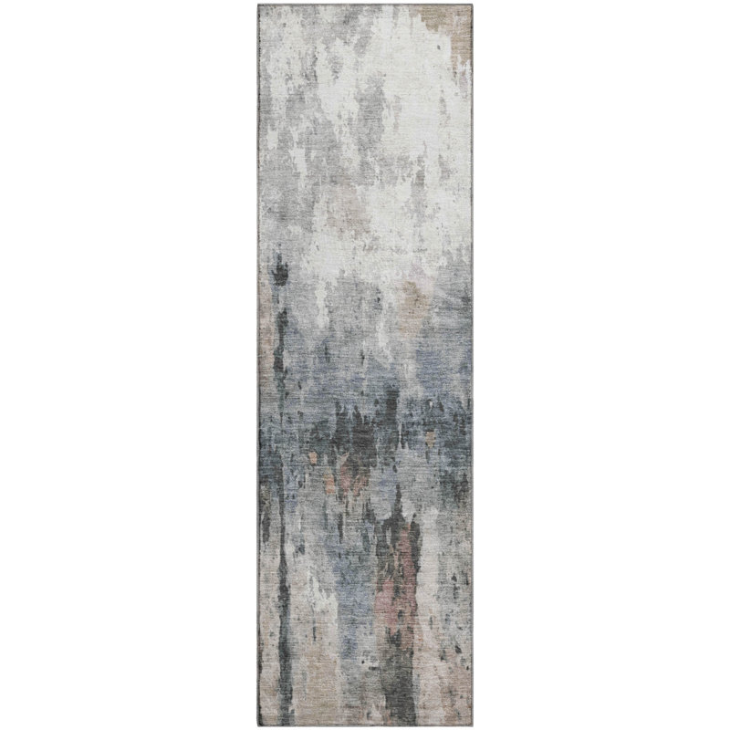 Premium Machine Washable Mayfield Abstract Rug, 2'3" x 7'6" Runner, Beige