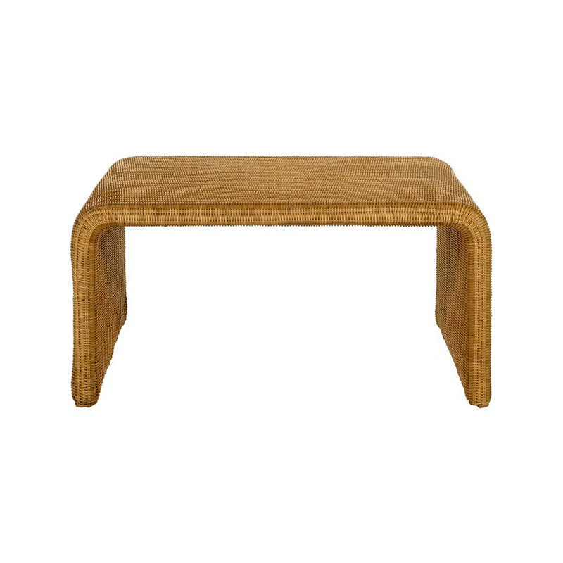 Table basse carrée en rotin tissé, naturel, 18" H x 36" W x 36" L