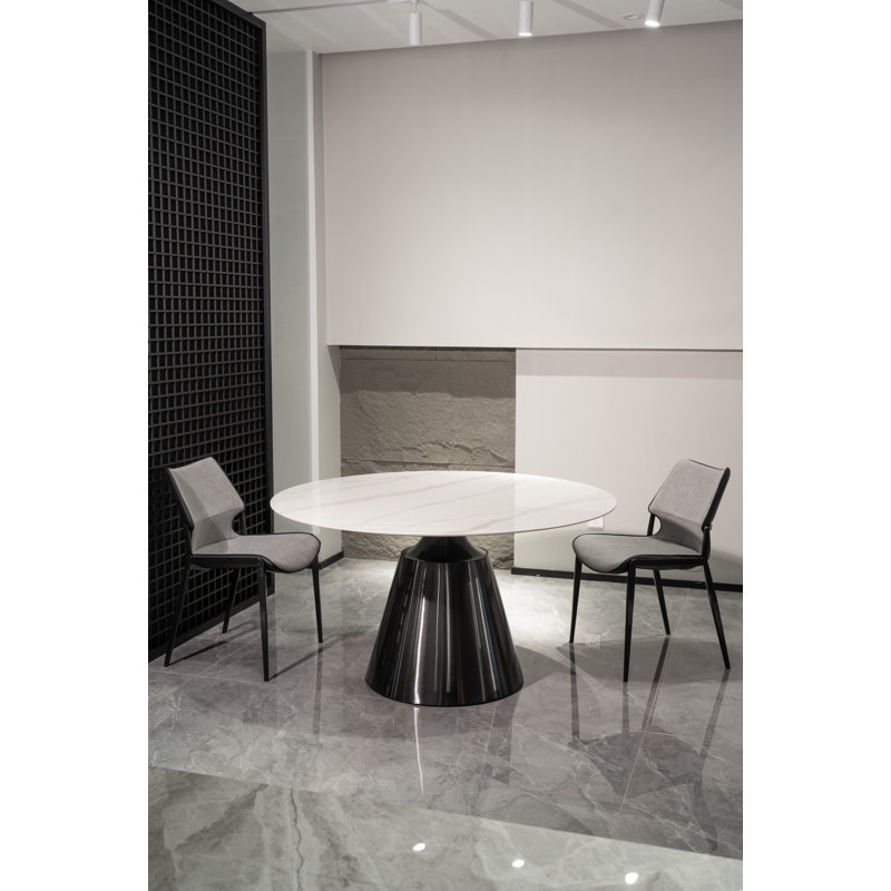 Abbigail Round Faux Marble Top Metal Base Dining Table