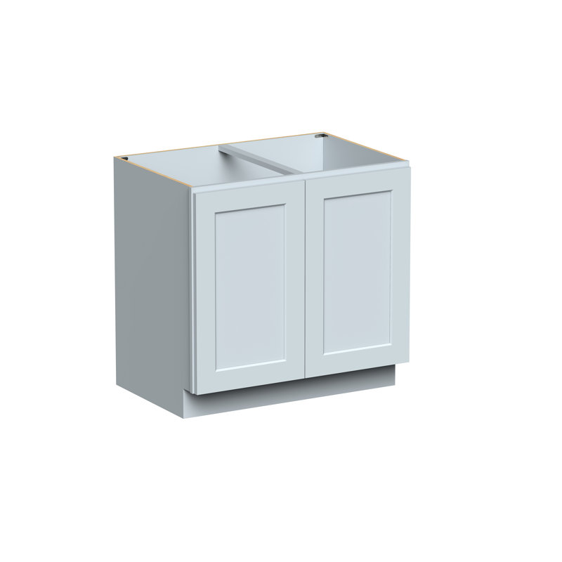 Armoire de base double pleine hauteur de style Shaker de DL Cabinetry (prête à assembler) l 36 po x H 34,5 po x P 24 po - gris tourterelle