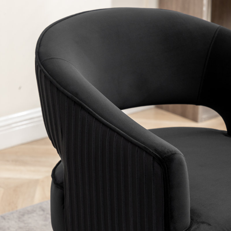 Fauteuil demi-tonneau Chynna, Velours noir