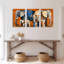 Tableau abstrait sur toile tendue à motif d'éléphant géométrique (lot de 3)-1959416648