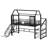 Metal House Loft Bed With Slide,Stairs And Storage Shelves-1239997002