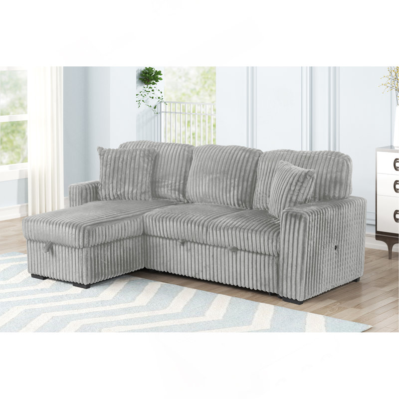 Canapé modulaire moelleux avec canapé-lit en tissu de velours, Velours gris velours