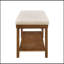 Banc rembourré en lin avec tablette de rangement-132948191