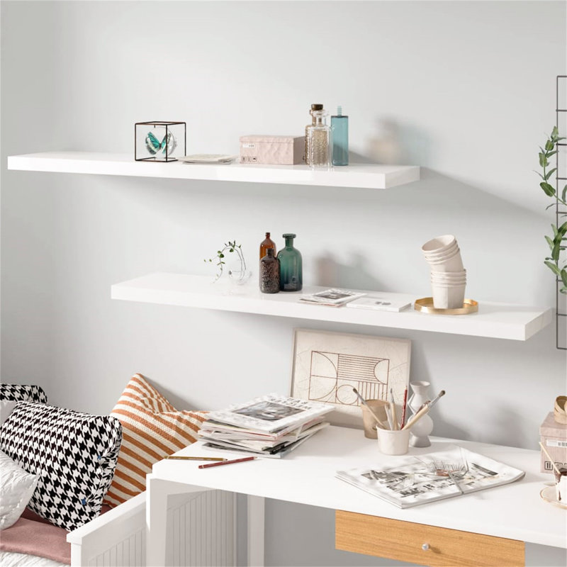 Bridgeville 2 Piece Floating Shelf, 3.8 cm H x 120 cm W x 23.5 cm D, Grey