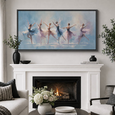 «Elegant Ballet Dancers In Soft Blue», art de chambre à coucher, impression sur toile encadrée, 3 pièces