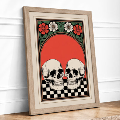 Ornamental Skulls Art Deco - Framed Print