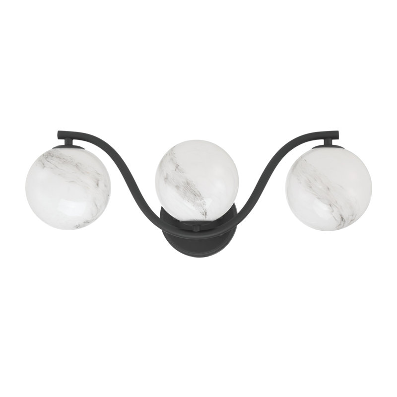 Éclairage pour meuble-lavabo Triple Globe Wave, Black