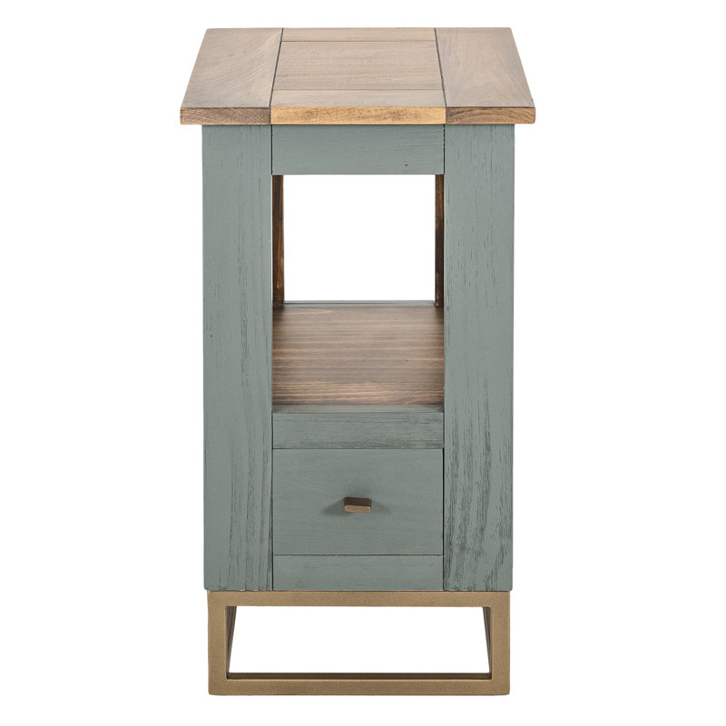 Table de chevet Timmy, 1 tiroir, pin vert sauge, 18 po