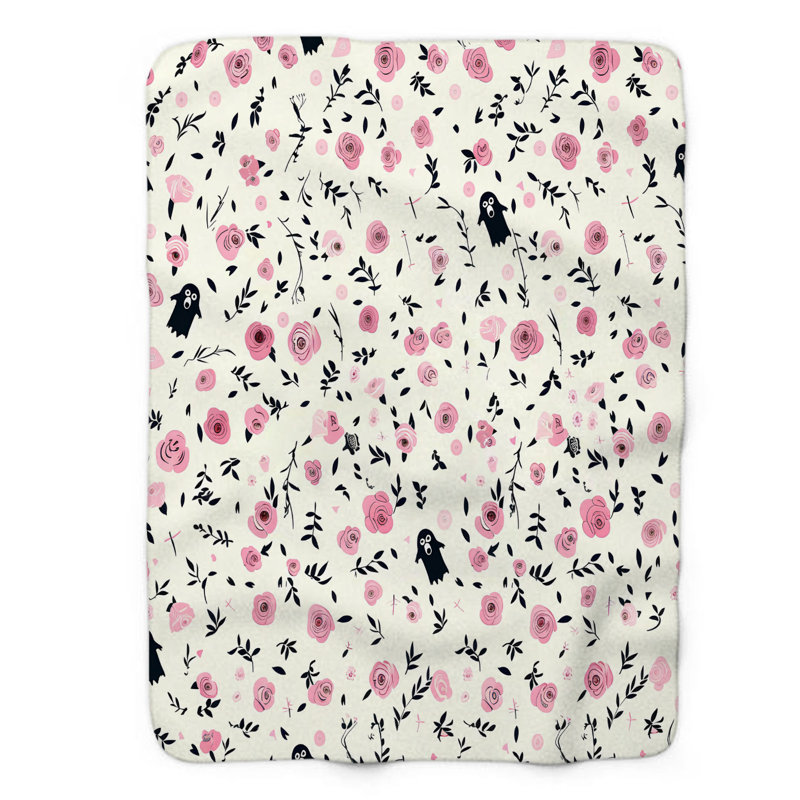 Fleurs fantomatiques - couverture Sherpa 1 pièce de qualité supérieure 0144, L 50 po x L 60 po