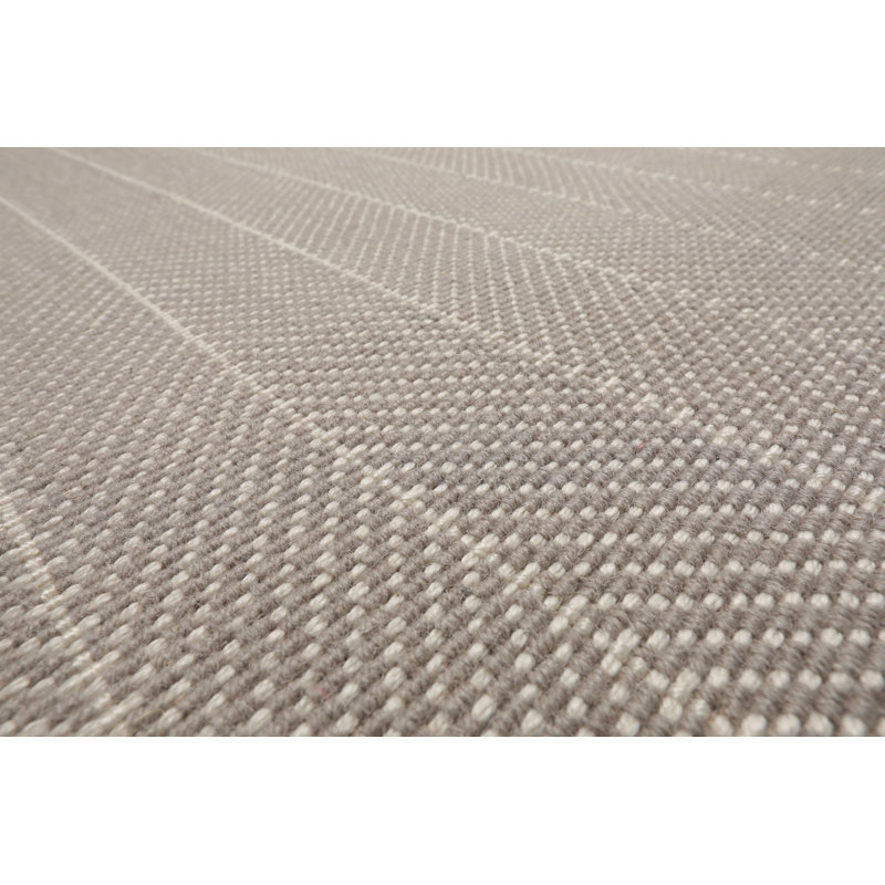 Tapis gris en laine tissé à la main gris à motif de chevrons de Nouvelle-Zélande, Rectangle 12 pi x 15 pi
