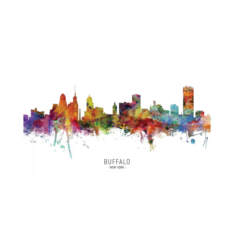 «Buffalo New York Skyline» par Michael Tompsett, impression sur toile tendue, H 26 po x l 40 po x 1,5 po