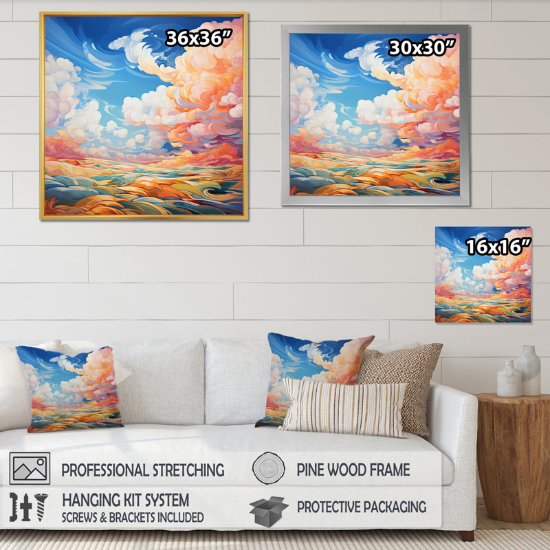 " Clouds Skys Canvas VI ", Gold Picture Framed, 30" H x 30" W x 1" D