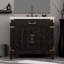 Meuble-lavabo en chêne noir l 36 po x P 22 po avec tablette en marbre poli et commode Rangement de culture