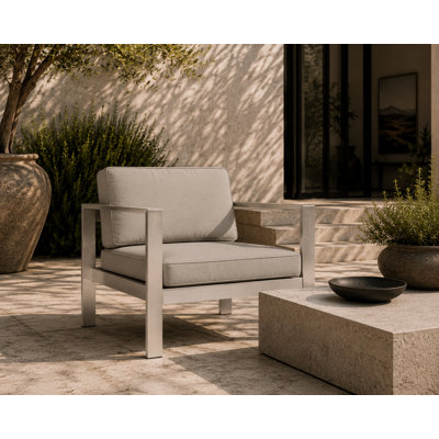 Chaise longue d'extérieur en aluminium avec coussins Devan