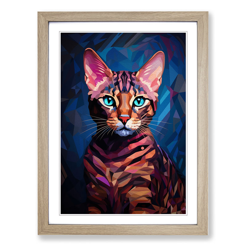 Bengal Cat Futurism No.3 - Framed Print, Oak Framed, 64cm H x 46cm W x 2cm D