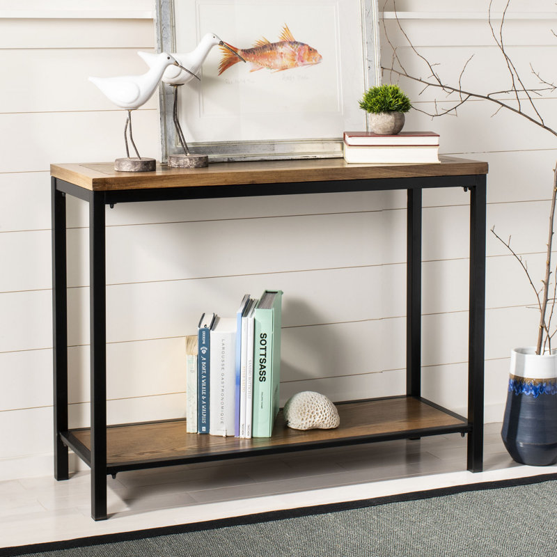 Nehru 41.3'' Solid Wood Top Console Table, Oak