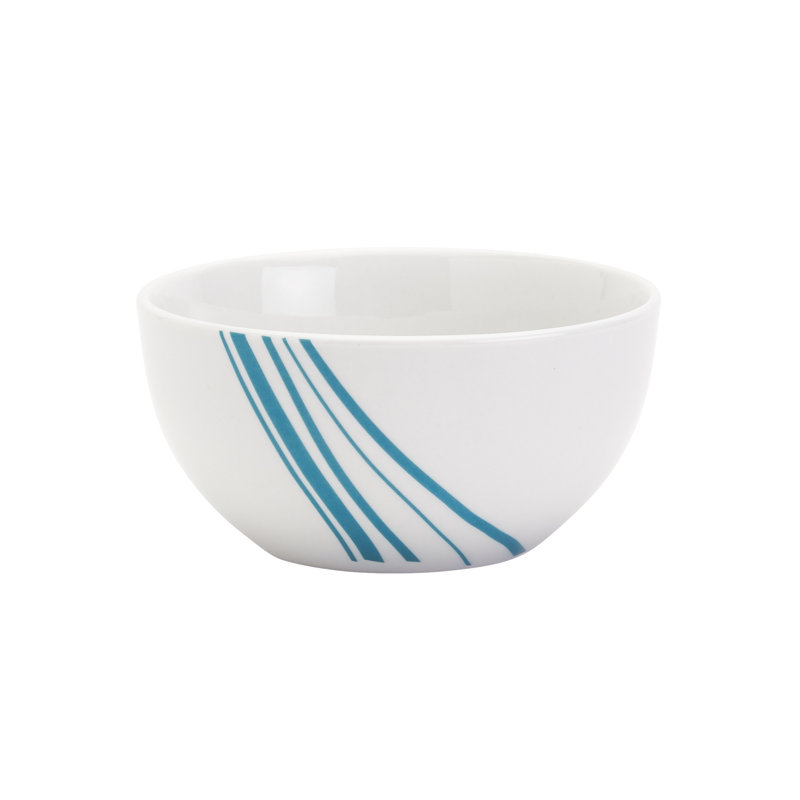 Marina White and Teal Porcelain 12-Piece Dinnerware Set, Service for 4