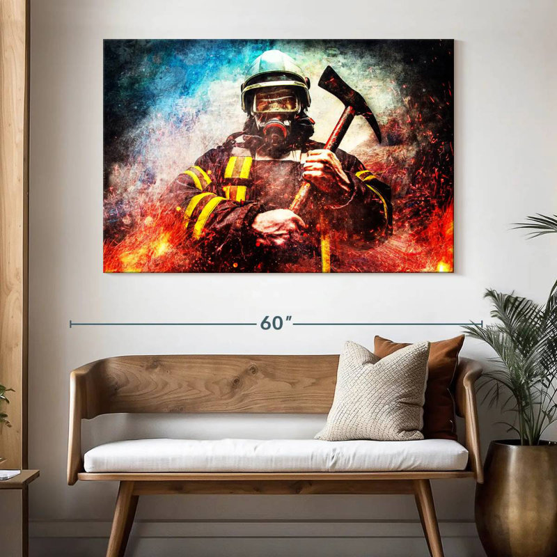 Lelar Masked Firefighter, 34'' H x 51'' W