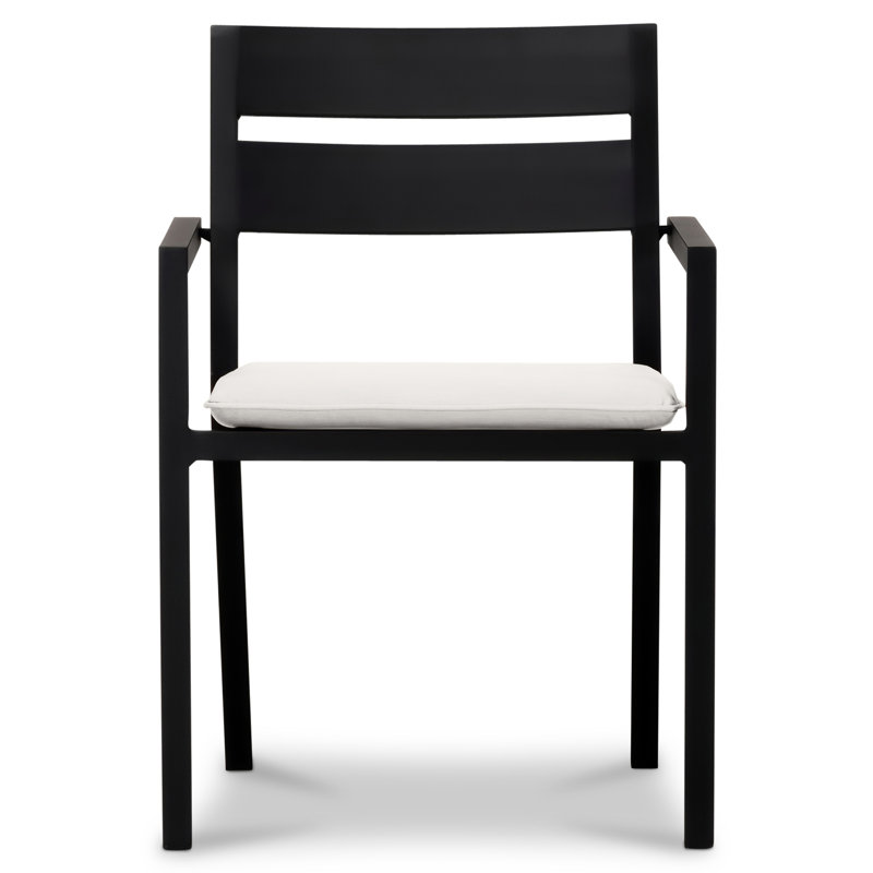 Pacifica Outdoor Dining Armchair, Black, Canvas Natural Sunbrella® Canvas